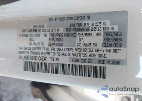 2019 Mazda Cx-5 Grand Touring z USA, uszkodzony, nr VIN JM3KFADM0K1646041